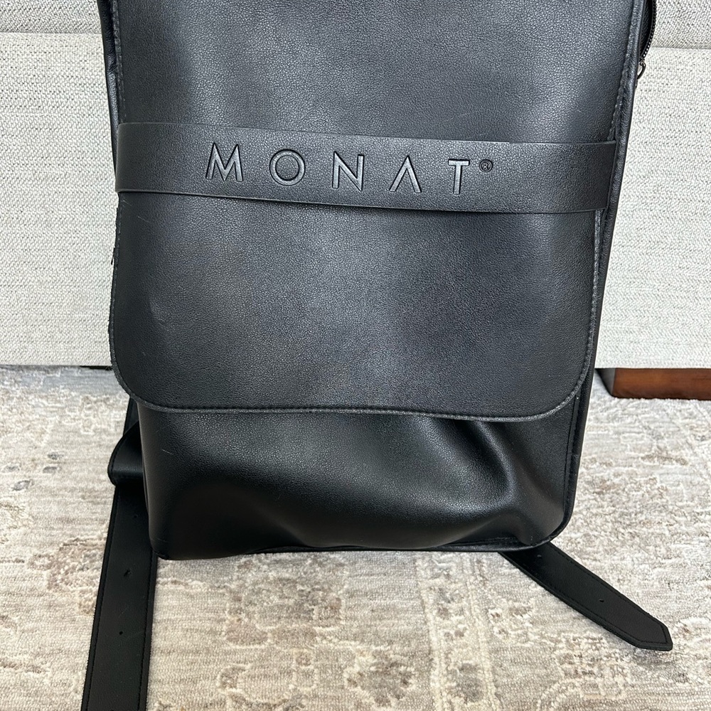 MONAT Vegan Leather Backpack NWOT  15”x11” Black Unisex